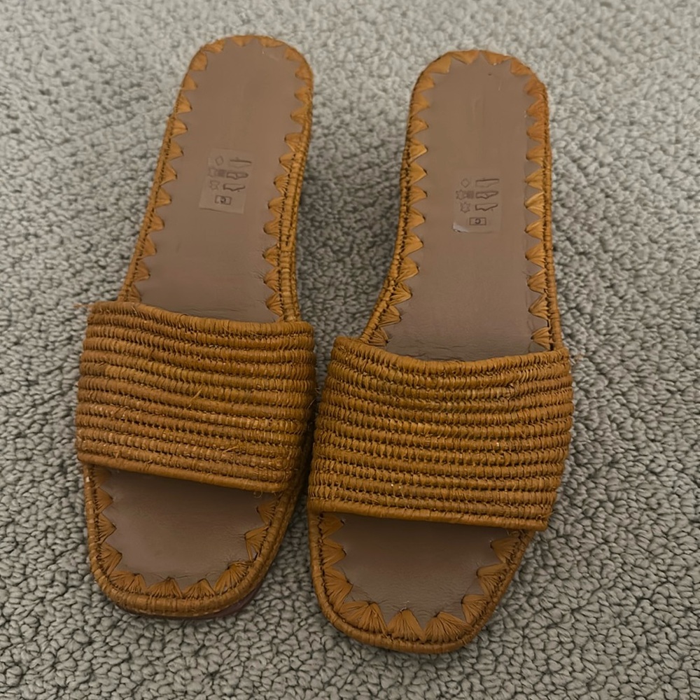carrie forbes handmade slide sandals with small heel